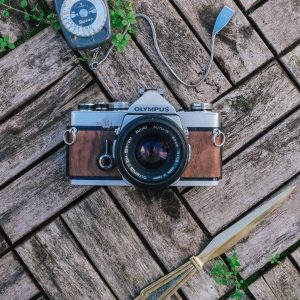 Olympus OM-1 with american walnut veneer inlay